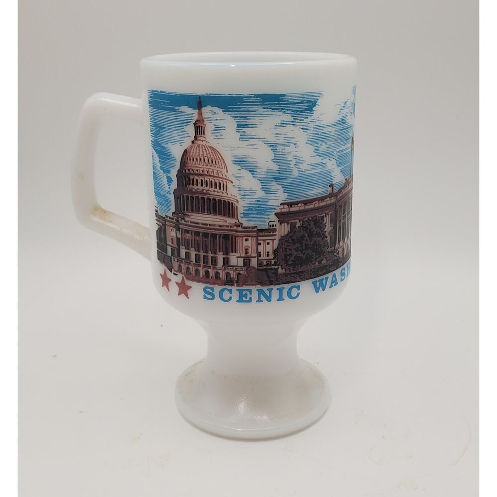 Vintage Washington D.C. Milk Glass Souvenir Mug 1970s Vibrant Colors Americana